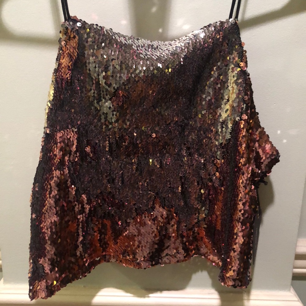 Pink and silver sequined tank